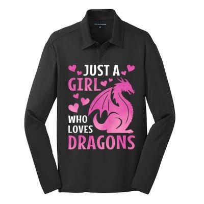 Just A Girl Who Loves Dragons Silk Touch Performance Long Sleeve Polo