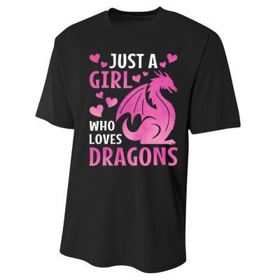 Just A Girl Who Loves Dragons Performance Sprint T-Shirt