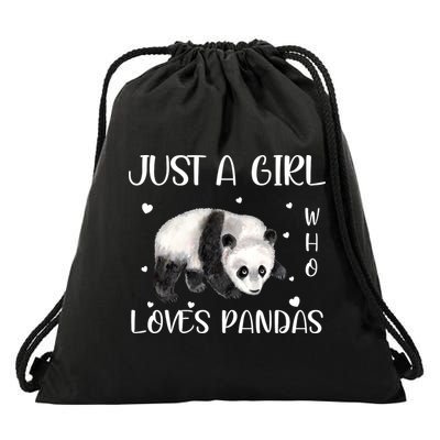 Just A Girl Who Loves Pandas Drawstring Bag