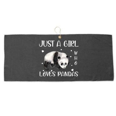 Just A Girl Who Loves Pandas Large Microfiber Waffle Golf Towel