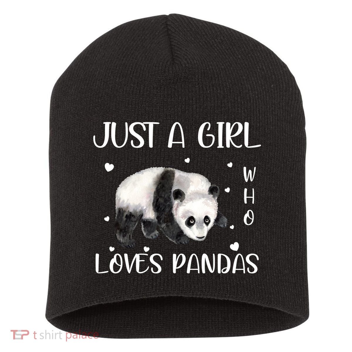 Just A Girl Who Loves Pandas Short Acrylic Beanie