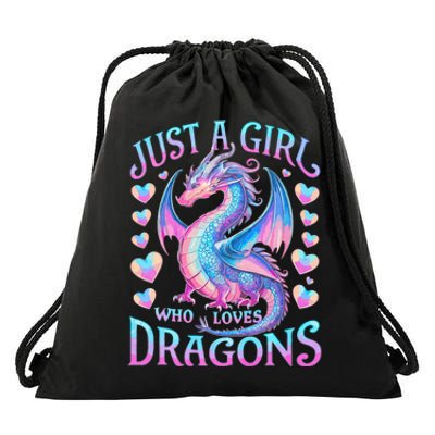 Just A Girl Who Loves Dragons Cute Dragon Drawstring Bag