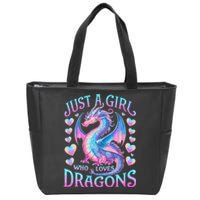 Just A Girl Who Loves Dragons Cute Dragon Zip Tote Bag