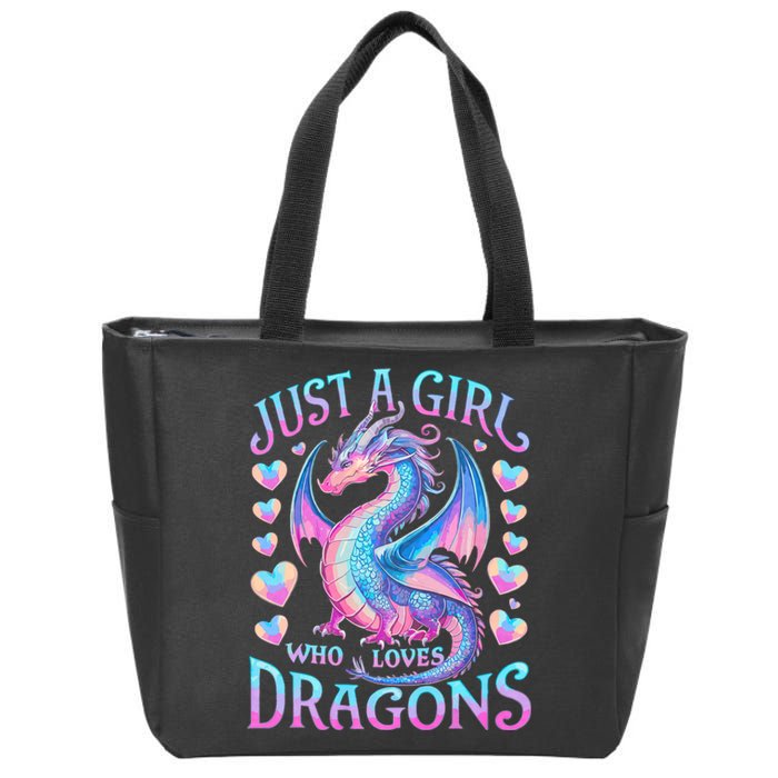 Just A Girl Who Loves Dragons Cute Dragon Zip Tote Bag