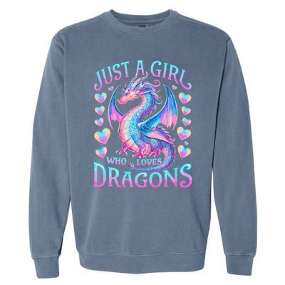 Just A Girl Who Loves Dragons Cute Dragon Garment-Dyed Sweatshirt