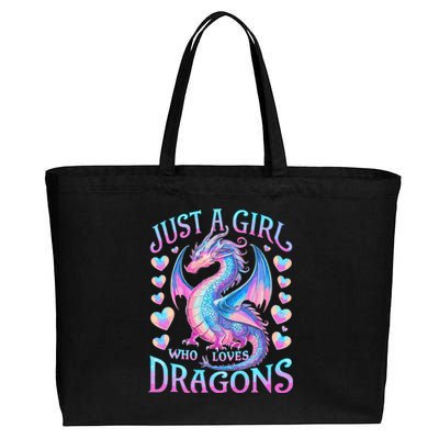 Just A Girl Who Loves Dragons Cute Dragon Cotton Canvas Jumbo Tote