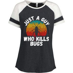 Just A Guy Who Kills Bugs Pest Control Exterminator Enza Ladies Jersey Colorblock Tee