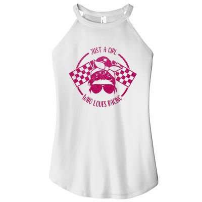 Just A Girl Who Loves Racing Race Day Checkered Flags Gift Women’s Perfect Tri Rocker Tank