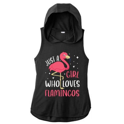 Just A Girl Who Likes Flamingos Ladies PosiCharge Tri-Blend Wicking Draft Hoodie Tank