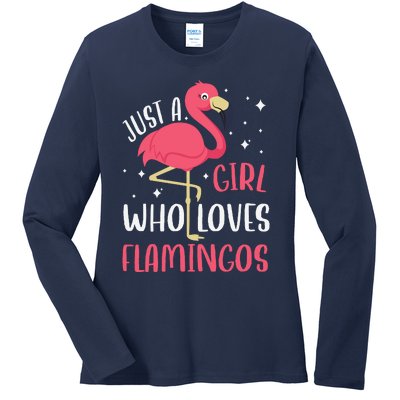 Just A Girl Who Likes Flamingos Ladies Long Sleeve Shirt