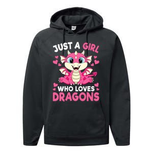 Just A Girl Who Loves Dragons Performance Fleece Hoodie