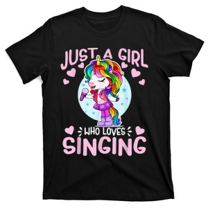 Just A Girl Who Loves Singing Funny Karaoke Singer Unicorn T-Shirt