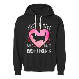 Just a Girl Who Loves Basset Hounds Dog Mama  Garment-Dyed Fleece Hoodie