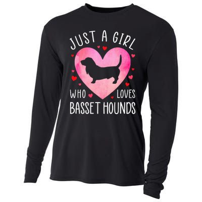 Just a Girl Who Loves Basset Hounds Dog Mama  Cooling Performance Long Sleeve Crew