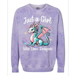 Just A Girl Who Loves Dragons Cute Dragon Pastel Color Colorblast Crewneck Sweatshirt