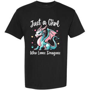 Just A Girl Who Loves Dragons Cute Dragon Pastel Color Garment-Dyed Heavyweight T-Shirt