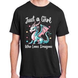 Just A Girl Who Loves Dragons Cute Dragon Pastel Color Adult ChromaSoft Performance T-Shirt