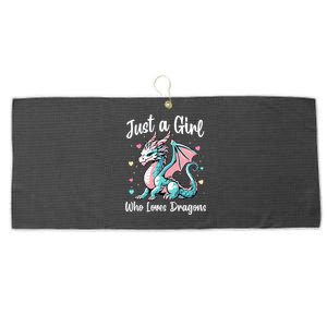 Just A Girl Who Loves Dragons Cute Dragon Pastel Color Large Microfiber Waffle Golf Towel