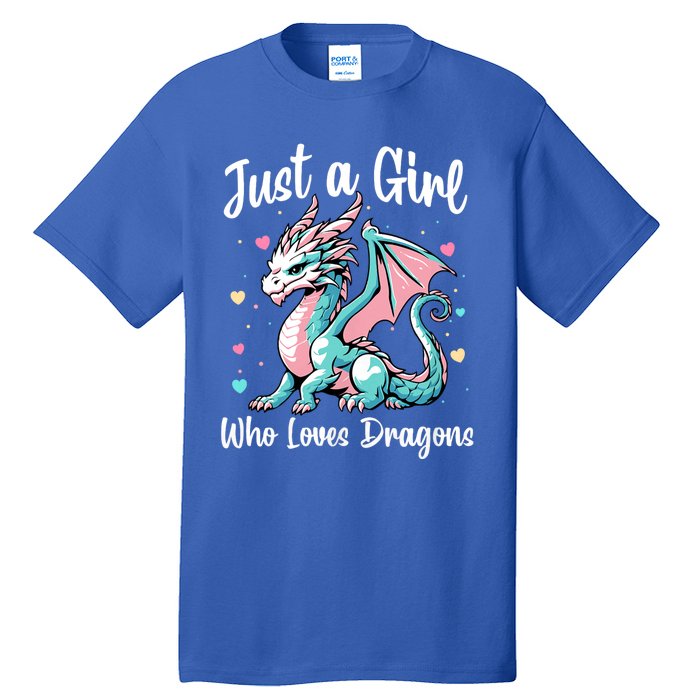 Just A Girl Who Loves Dragons Cute Dragon Pastel Color Tall T-Shirt