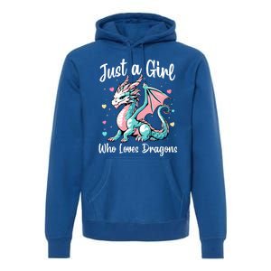 Just A Girl Who Loves Dragons Cute Dragon Pastel Color Premium Hoodie