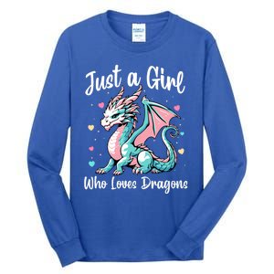 Just A Girl Who Loves Dragons Cute Dragon Pastel Color Tall Long Sleeve T-Shirt