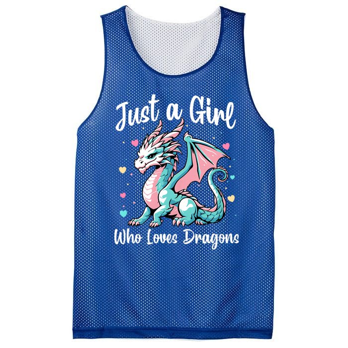 Just A Girl Who Loves Dragons Cute Dragon Pastel Color Mesh Reversible Basketball Jersey Tank