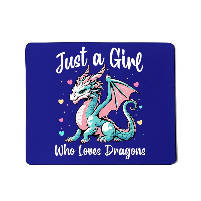 Just A Girl Who Loves Dragons Cute Dragon Pastel Color Mousepad