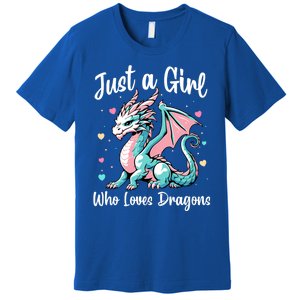 Just A Girl Who Loves Dragons Cute Dragon Pastel Color Premium T-Shirt