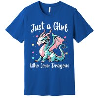 Just A Girl Who Loves Dragons Cute Dragon Pastel Color Premium T-Shirt