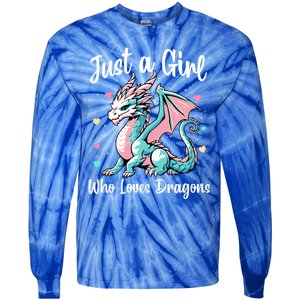 Just A Girl Who Loves Dragons Cute Dragon Pastel Color Tie-Dye Long Sleeve Shirt