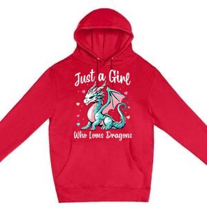 Just A Girl Who Loves Dragons Cute Dragon Pastel Color Premium Pullover Hoodie