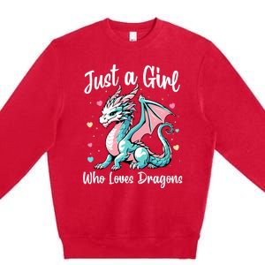 Just A Girl Who Loves Dragons Cute Dragon Pastel Color Premium Crewneck Sweatshirt