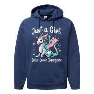 Just A Girl Who Loves Dragons Cute Dragon Pastel Color Performance Fleece Hoodie