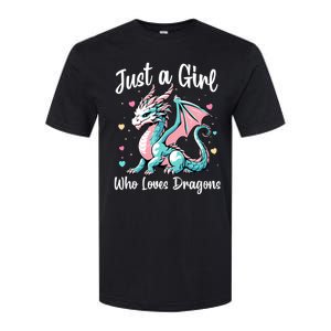 Just A Girl Who Loves Dragons Cute Dragon Pastel Color Softstyle CVC T-Shirt