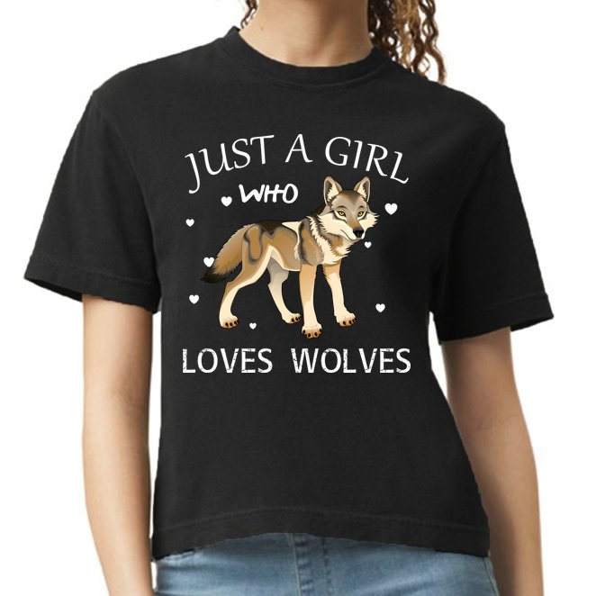 Just A Girl Who Loves Wolves Comfort Colors Boxy T-Shirt