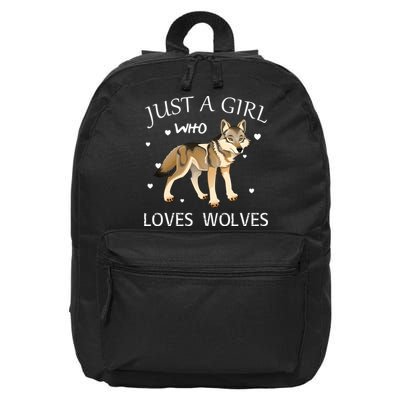 Just A Girl Who Loves Wolves 16 in Basic Backpack