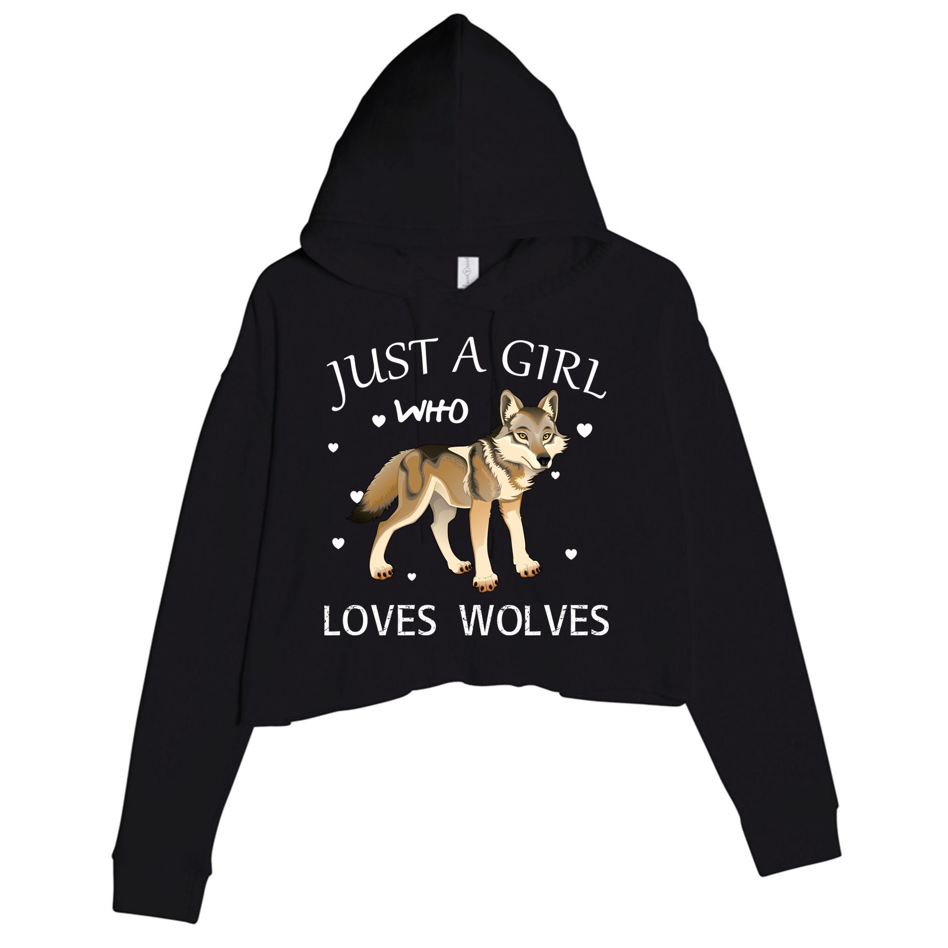 Just A Girl Who Loves Wolves Crop Fleece Hoodie