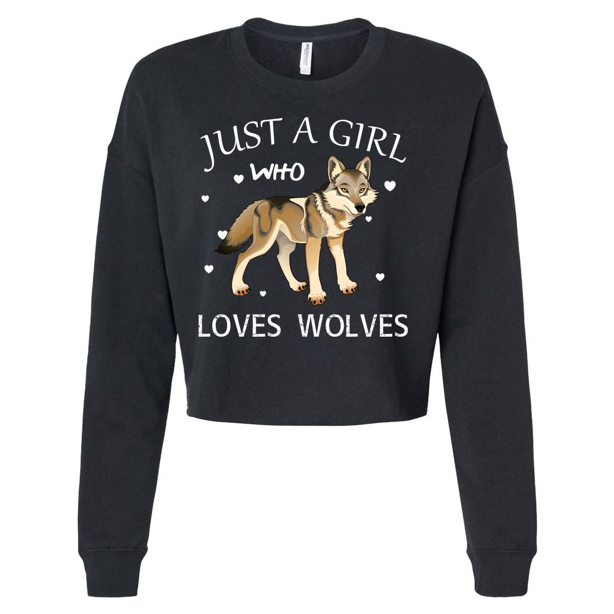 Just A Girl Who Loves Wolves Cropped Pullover Crew