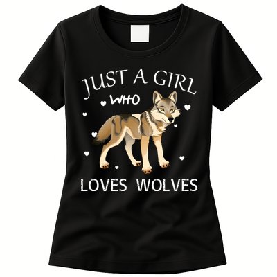 Just A Girl Who Loves Wolves Womens T-Shirt