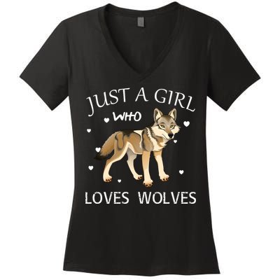 Just A Girl Who Loves Wolves Women's V-Neck T-Shirt