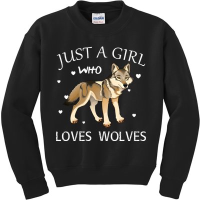 Just A Girl Who Loves Wolves Kids Sweatshirt