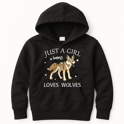 Just A Girl Who Loves Wolves Kids Hoodie
