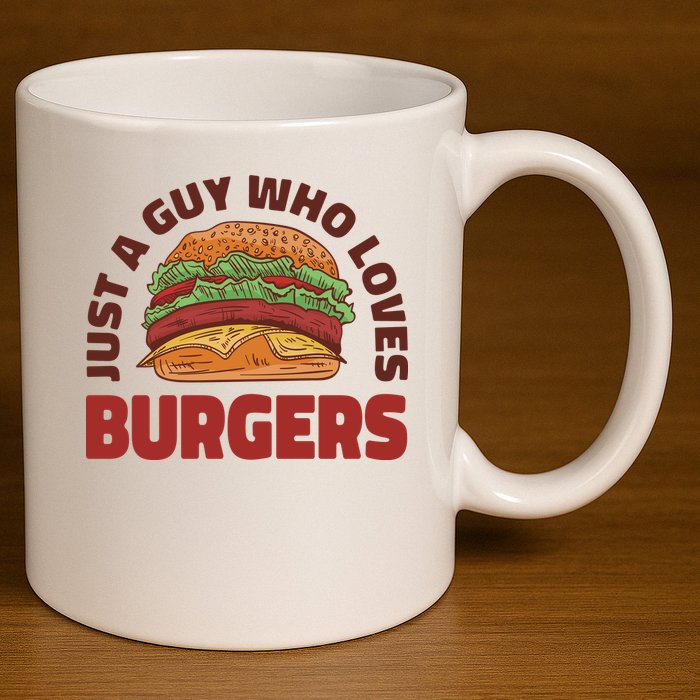 Just A Guy Who Loves Burgers 11oz C Handle Ceramic Mug