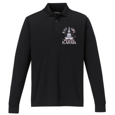 Just A Girl Who Loves Karma Peace Divine Feminine Novelties Performance Long Sleeve Polo