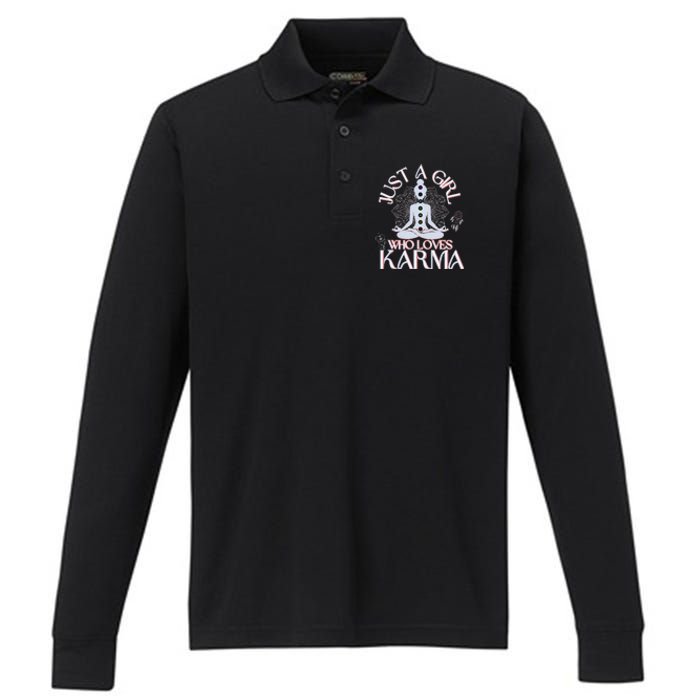 Just A Girl Who Loves Karma Peace Divine Feminine Novelties Performance Long Sleeve Polo