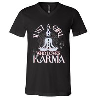 Just A Girl Who Loves Karma Peace Divine Feminine Novelties V-Neck T-Shirt