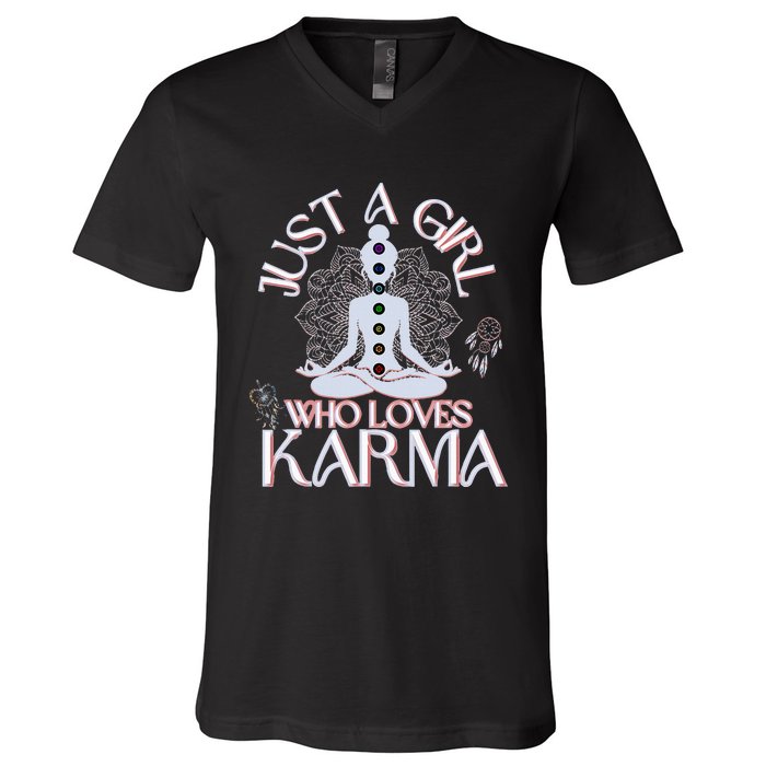 Just A Girl Who Loves Karma Peace Divine Feminine Novelties V-Neck T-Shirt