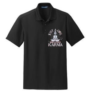 Just A Girl Who Loves Karma Peace Divine Feminine Novelties Dry Zone Grid Polo