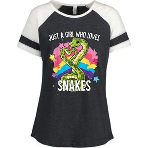 Just A Girl Who Loves Snakes Snake Enza Ladies Jersey Colorblock Tee