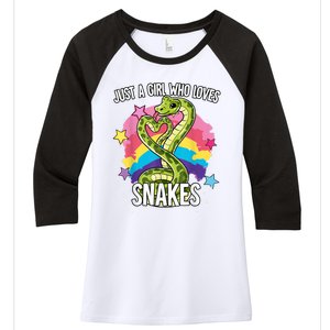 Just A Girl Who Loves Snakes Snake Women's Tri-Blend 3/4-Sleeve Raglan Shirt